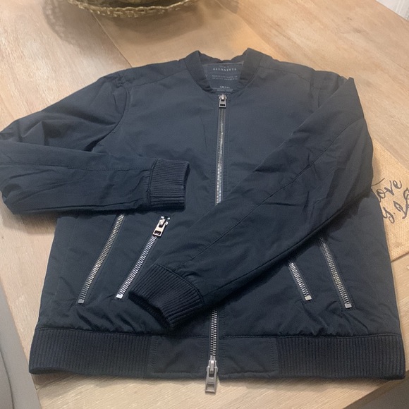 All Saints Black Bomber Jacket - Picture 2 of 7